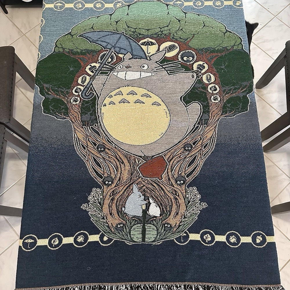 Ghibli My Neighbor Totoro Throw Blanket Woven Tapestry Soot Sprite Tree Wall Art